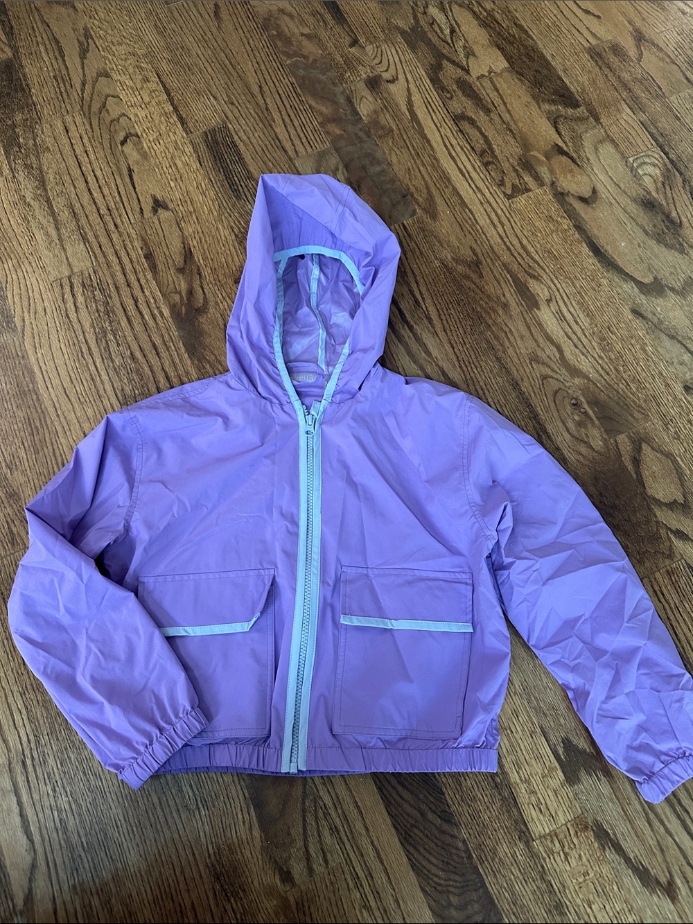 Zella Girl Lavender Hooded Rain Jacket with Light Blue Trim